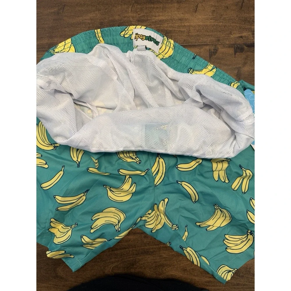 Tipsy Elves, Men's Board Short Swim Trunks, Mesh Line, Banana Theme Size XXL NWT